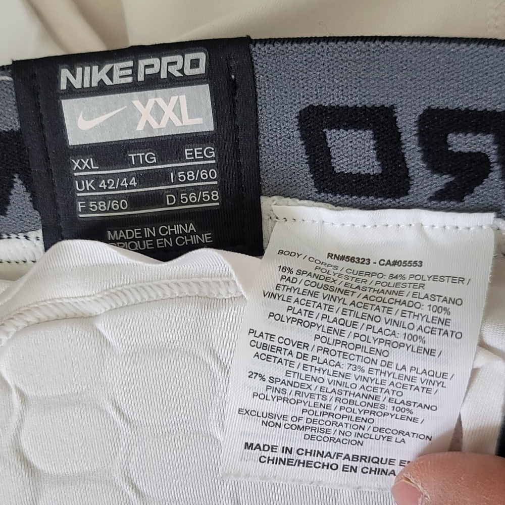Nike Pro Compression Shorts Padded Padding Football Size XXL Dri Fit White